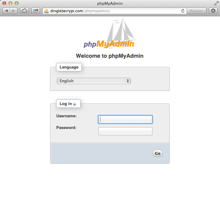 phpmyadmin login page