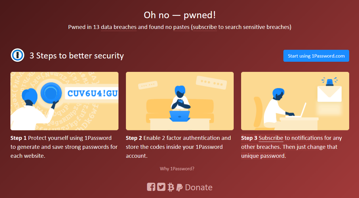 Have I Been Pwned screenshot